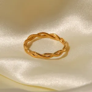 18K Gold Plated Twist Linear Stacking Ring