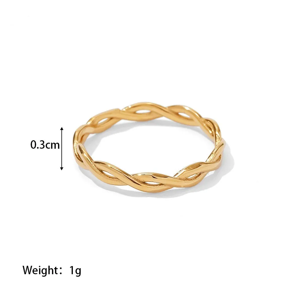 18K Gold Plated Twist Linear Stacking Ring