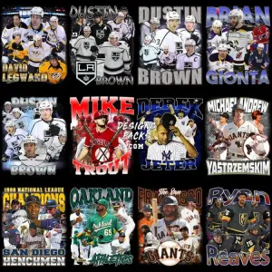 33 Baseball and Ice Hockey Bootleg Designs Bundle PNG