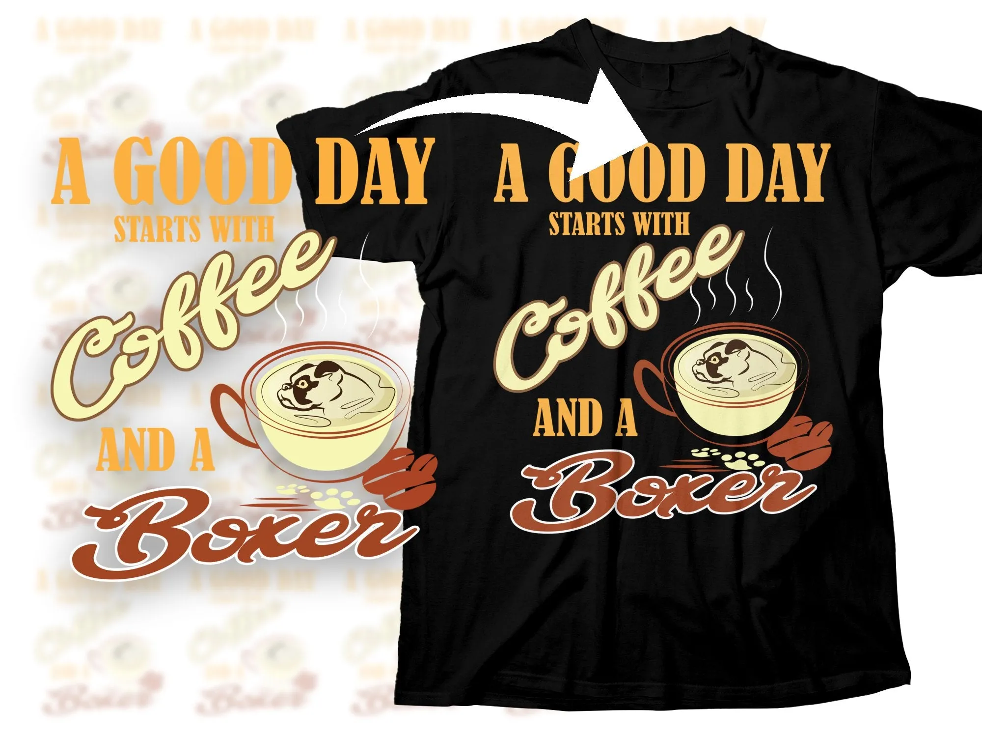 A Good Day Starts with Coffee and a Boxer Png Digital Download