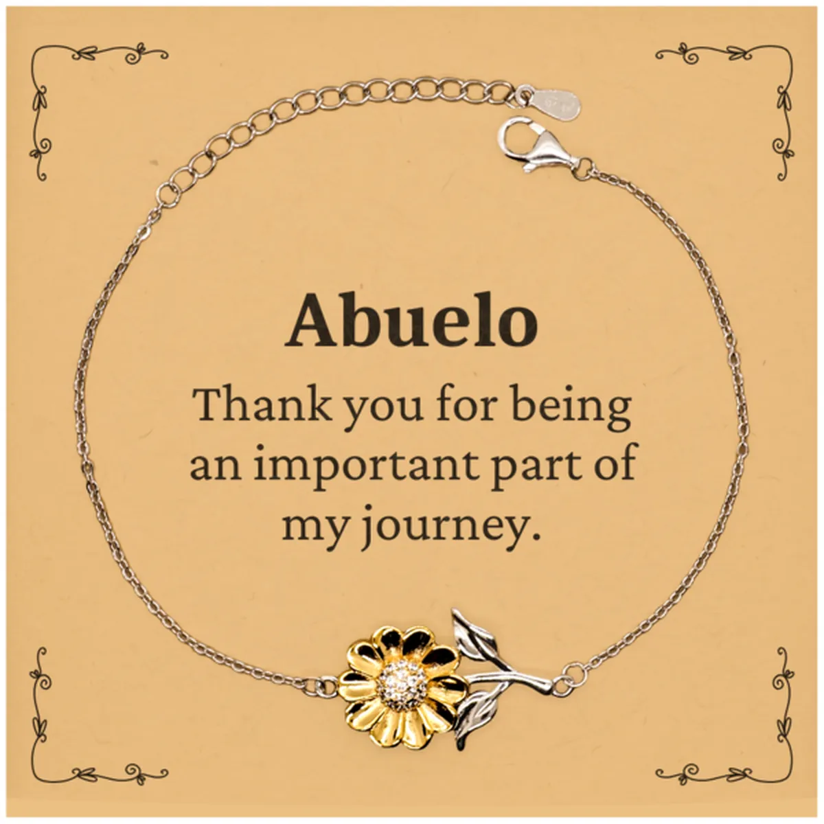 Abuelo Appreciation Gifts, Thank you for being an important part, Thank You Sunflower Bracelet for Abuelo, Birthday Unique Gifts for Abuelo