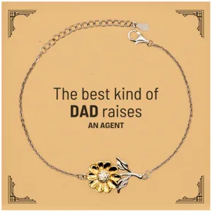 Agent Dad Gifts, The best kind of DAD, Father's Day Appreciation Birthday Sunflower Bracelet for Agent, Dad, Father from Son Daughter