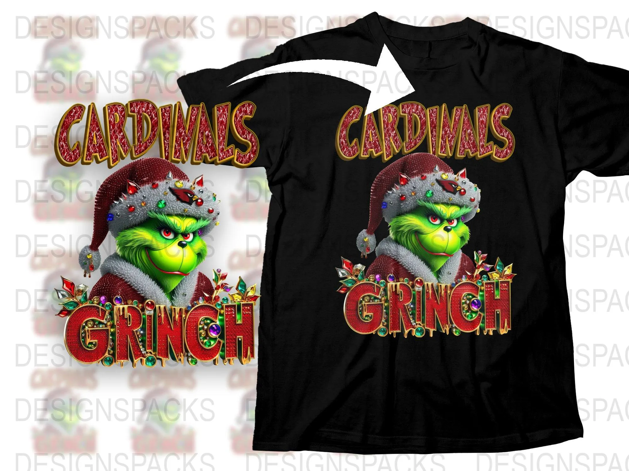 Arizona Cardinals Grinch Christmas Funny Holiday Png Digital Download