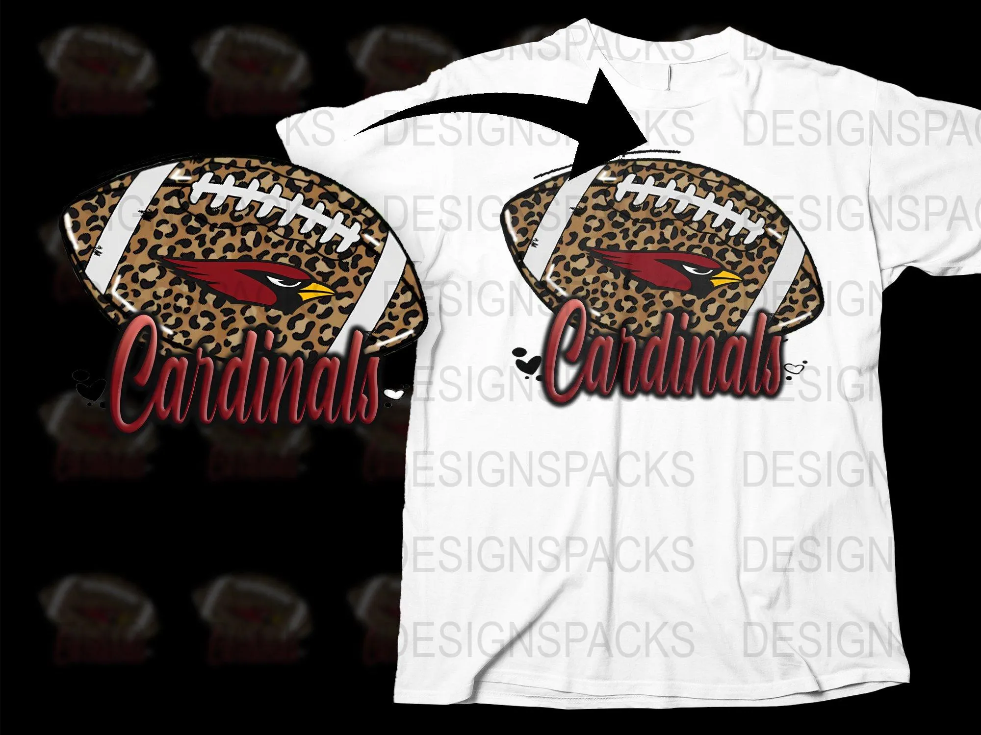 Arizona Cardinals Leopard Print Graphic Png Digital Download