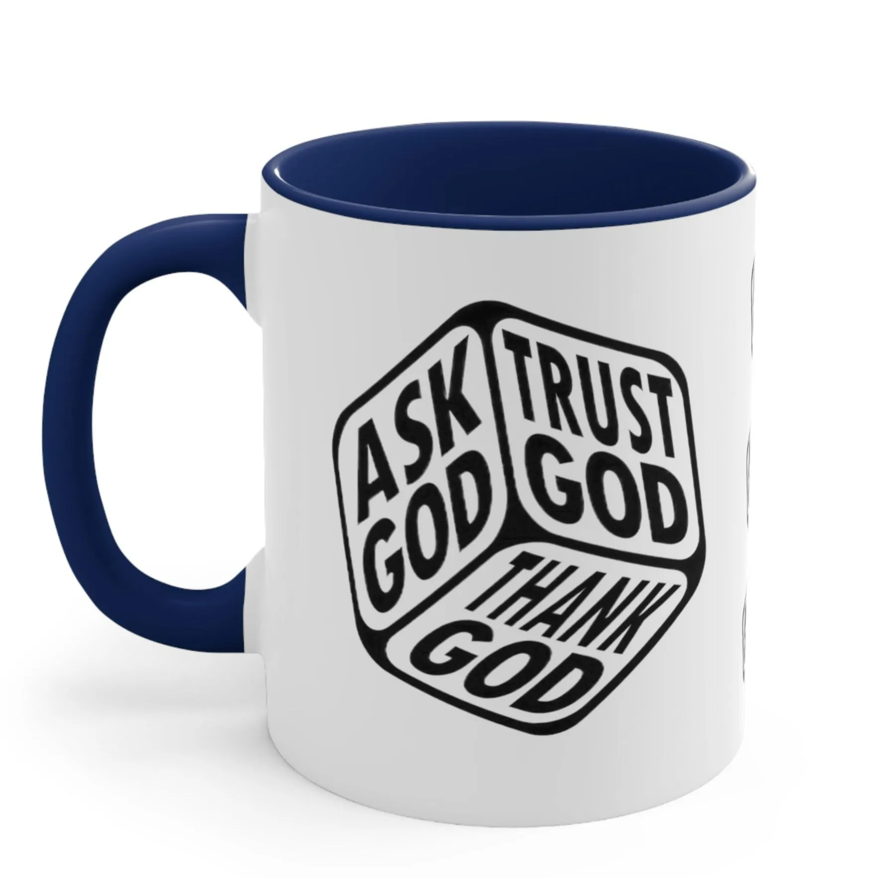 ASK GOD TRUST GOD THANK GOD MUG - Red, Black, Pink, Blue and Navy - MUGSCITY - Free Shipping