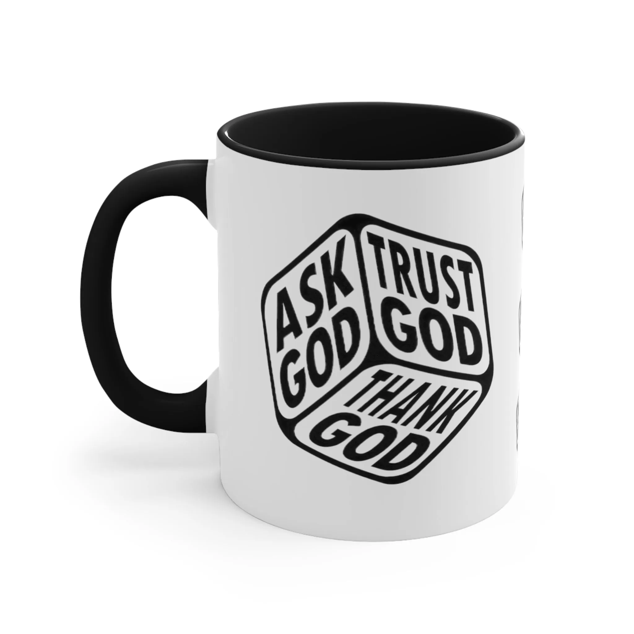 ASK GOD TRUST GOD THANK GOD MUG - Red, Black, Pink, Blue and Navy - MUGSCITY - Free Shipping