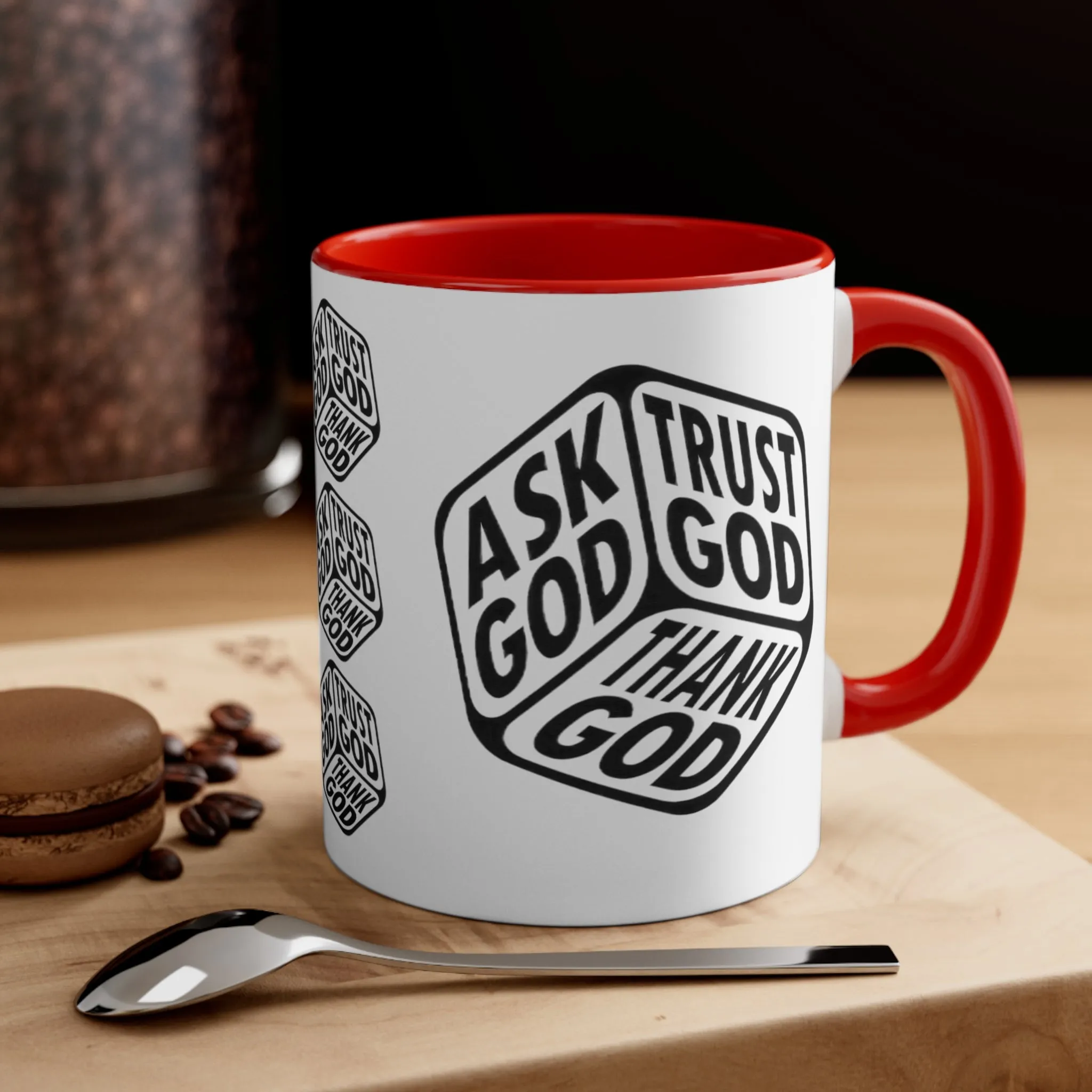 ASK GOD TRUST GOD THANK GOD MUG - Red, Black, Pink, Blue and Navy - MUGSCITY - Free Shipping