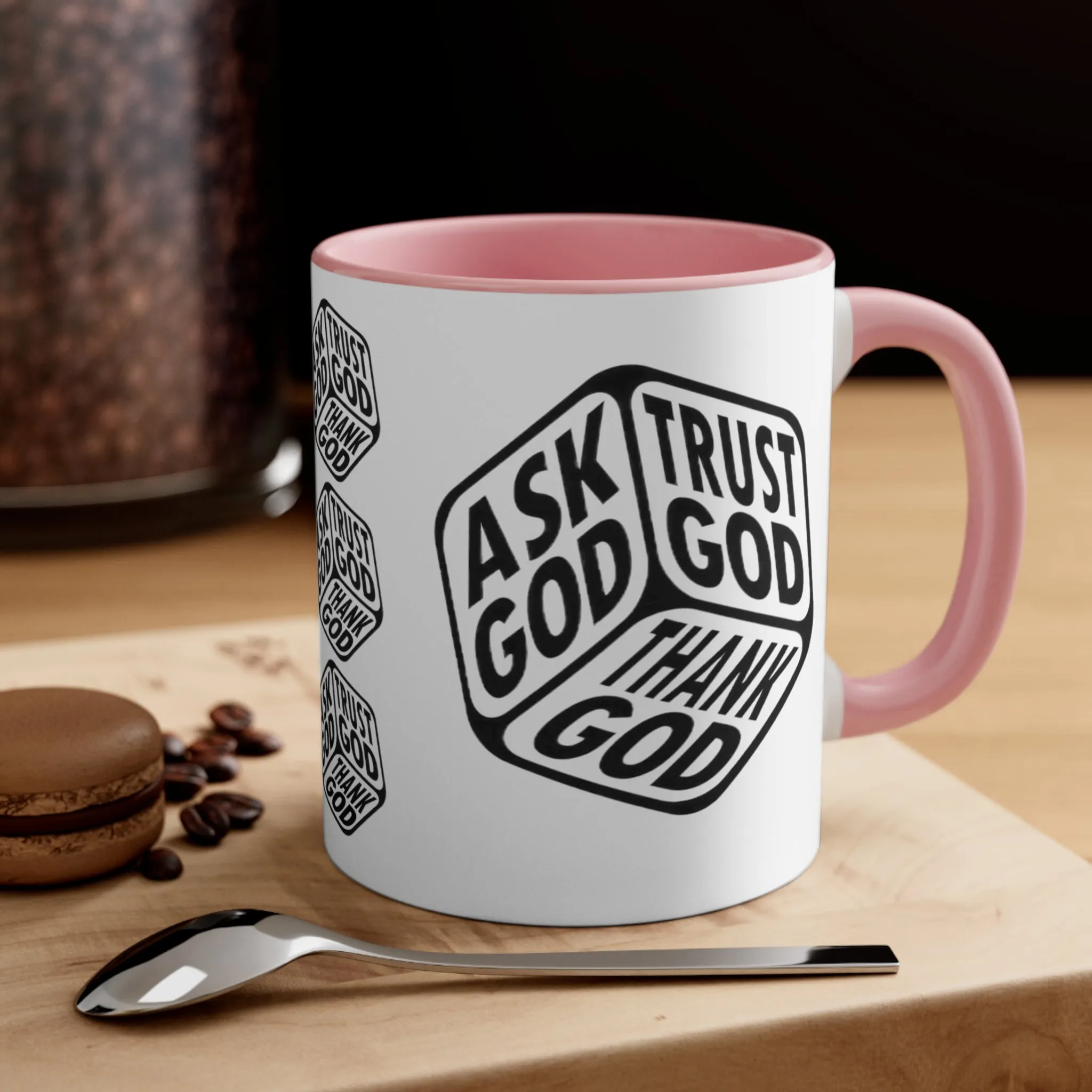 ASK GOD TRUST GOD THANK GOD MUG - Red, Black, Pink, Blue and Navy - MUGSCITY - Free Shipping