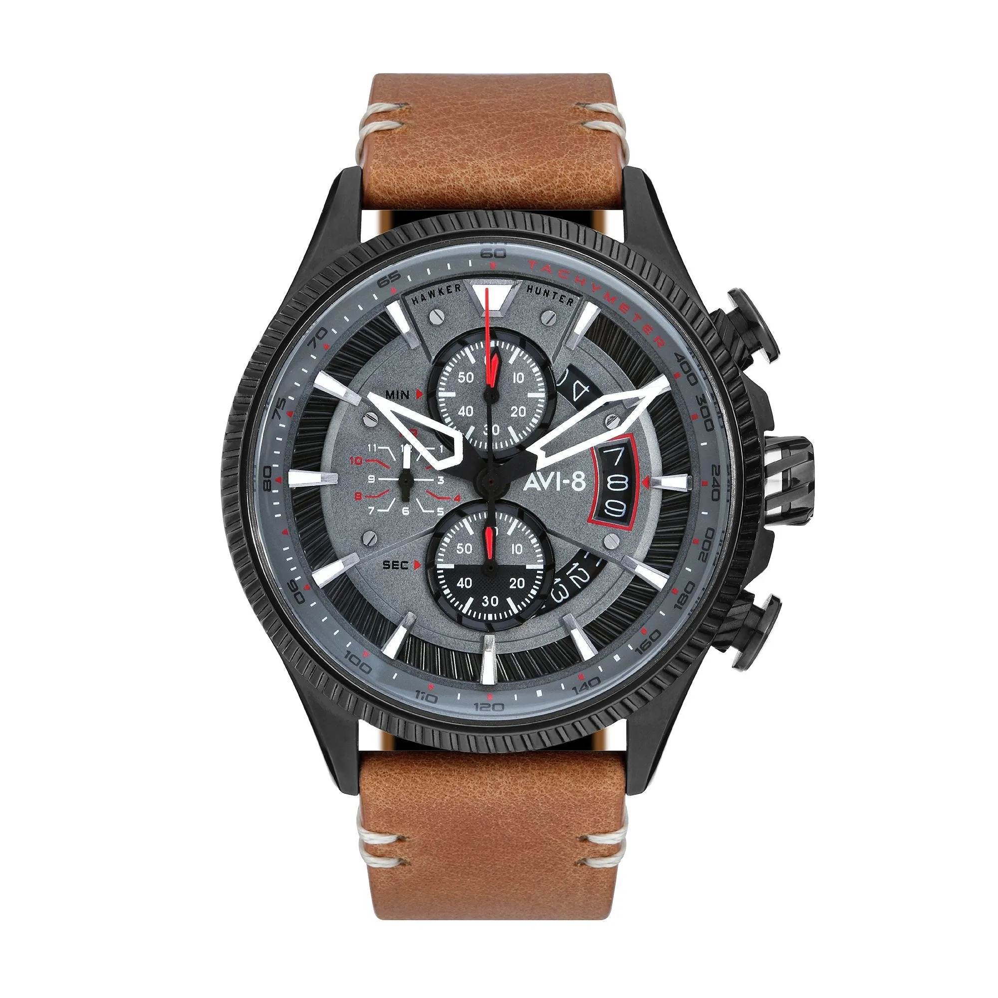 AVI-8 Scarlet Black Brown Hawker Hunter Chronograph Watch AV-4064-03