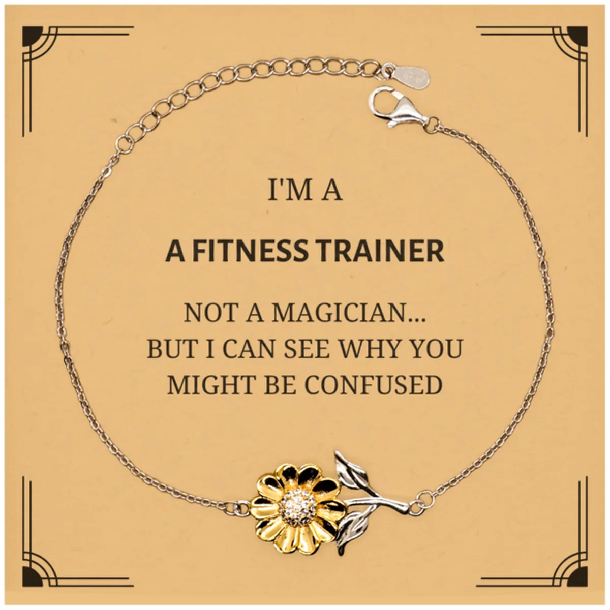 Badass Fitness Trainer Gifts, I'm Fitness Trainer not a magician, Sarcastic Sunflower Bracelet for Fitness Trainer Birthday Christmas for  Men, Women, Friends, Coworkers