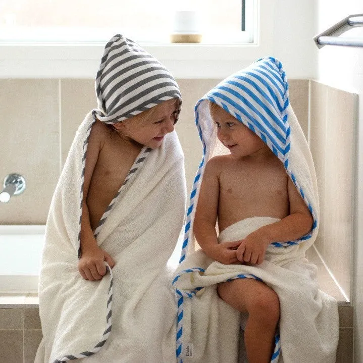 Blue Stripe Personalised ES Kids Hooded Bath Towels