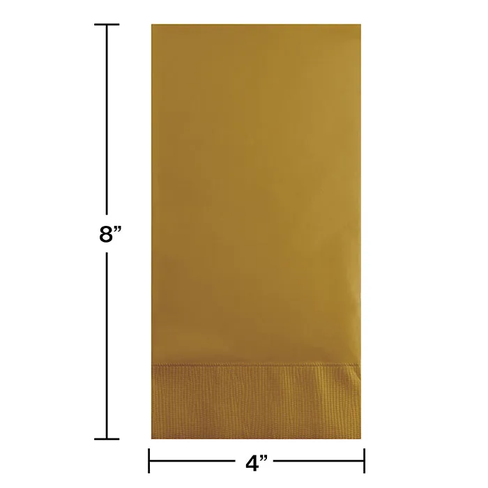 Bulk Glittering Gold 3 Ply Guest Towels (192 per Case)