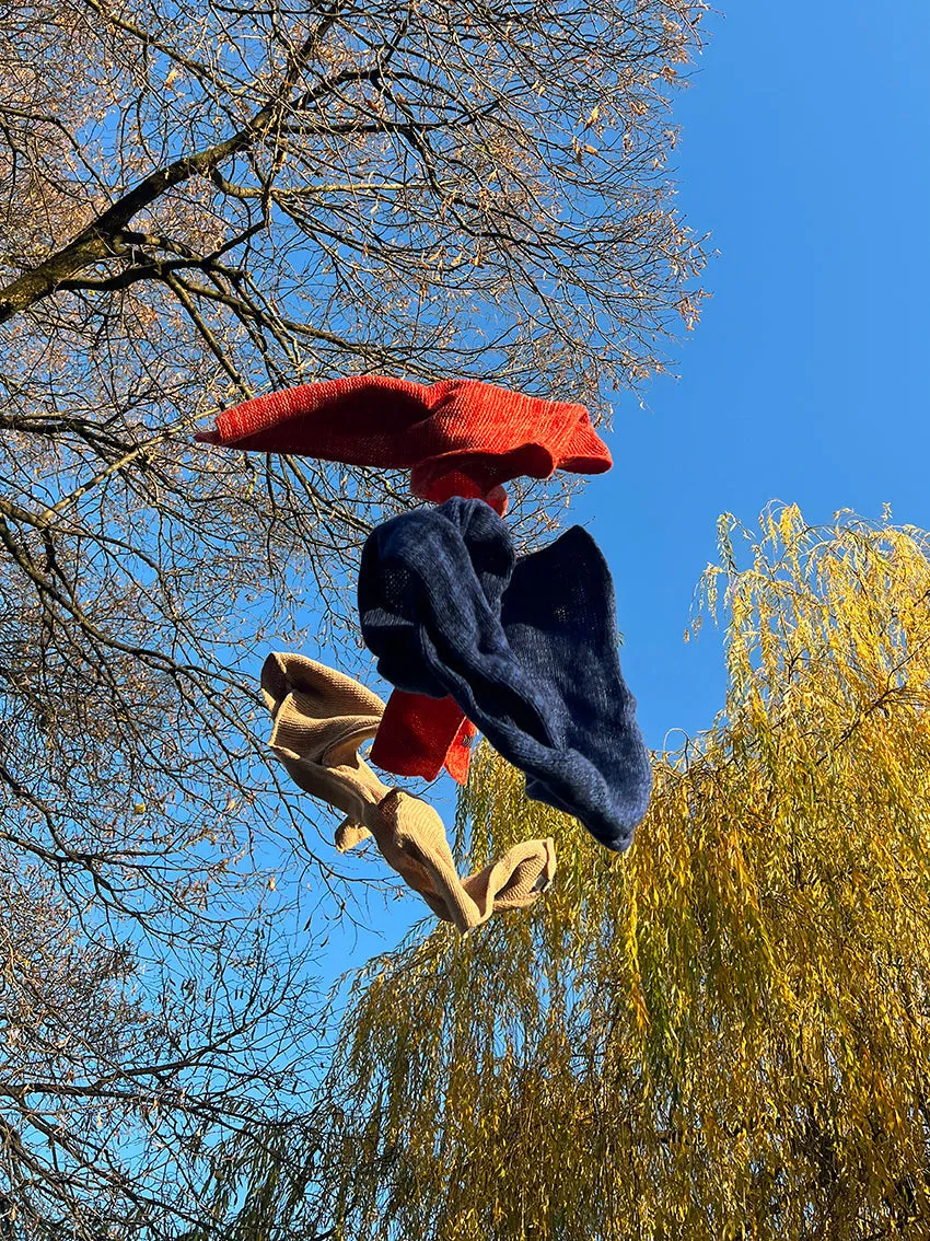 Cashmere Wool Scarf and Hat in Denim Blue Color