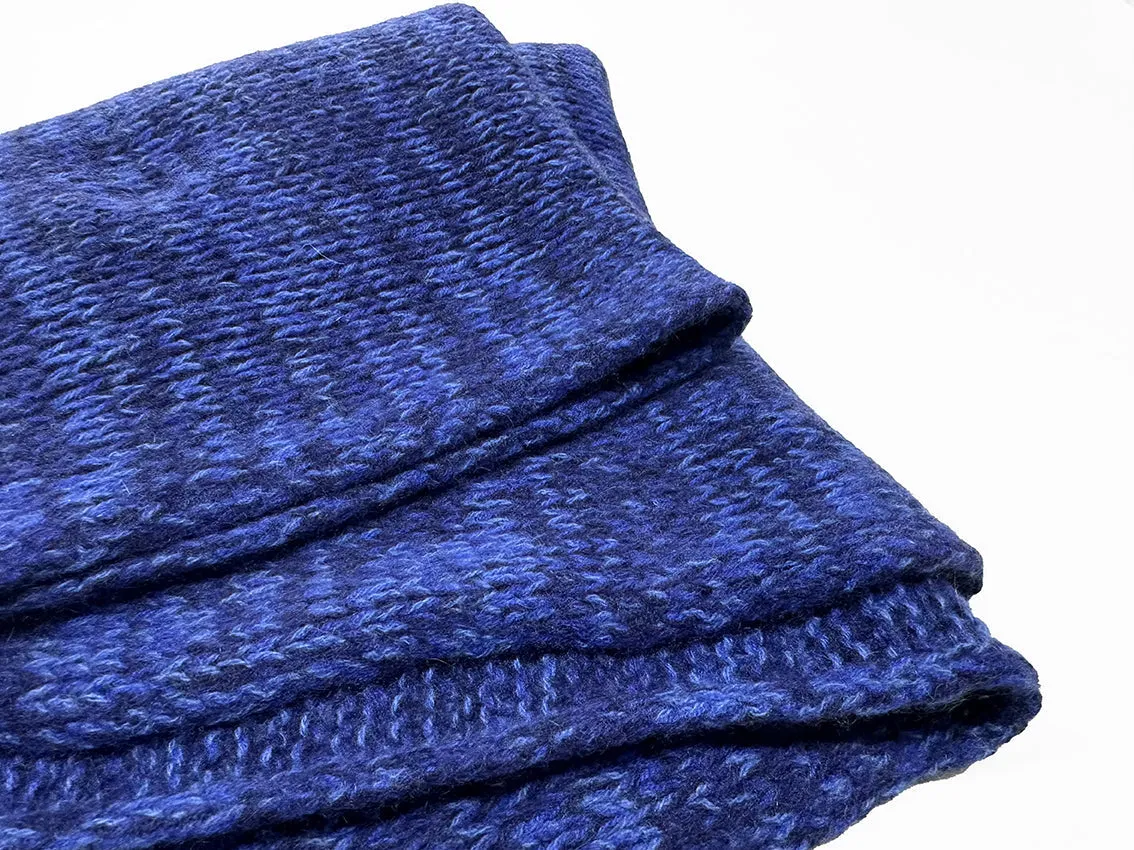 Cashmere Wool Scarf and Hat in Denim Blue Color