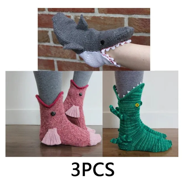 Creative Shark Chameleon Crocodile Knitted Socks