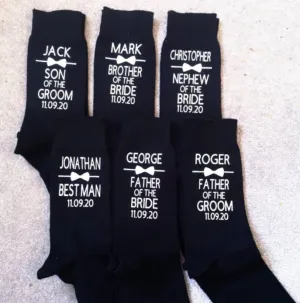 Custom Socks - Personalised Wedding Stocks - Date Groom, Best Man, Groomsman Father Of The Groom Father Of The Bride Socks Wedding Favors