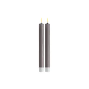 Deluxe 2-Piece LED Dinner Candle 2.2cm x 24cm - Grey