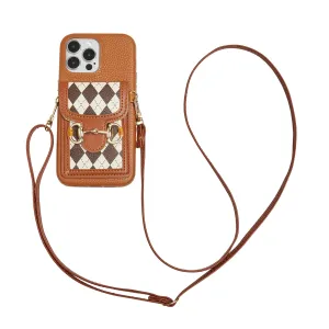 Diamond Card Holder Phone Case with Strap