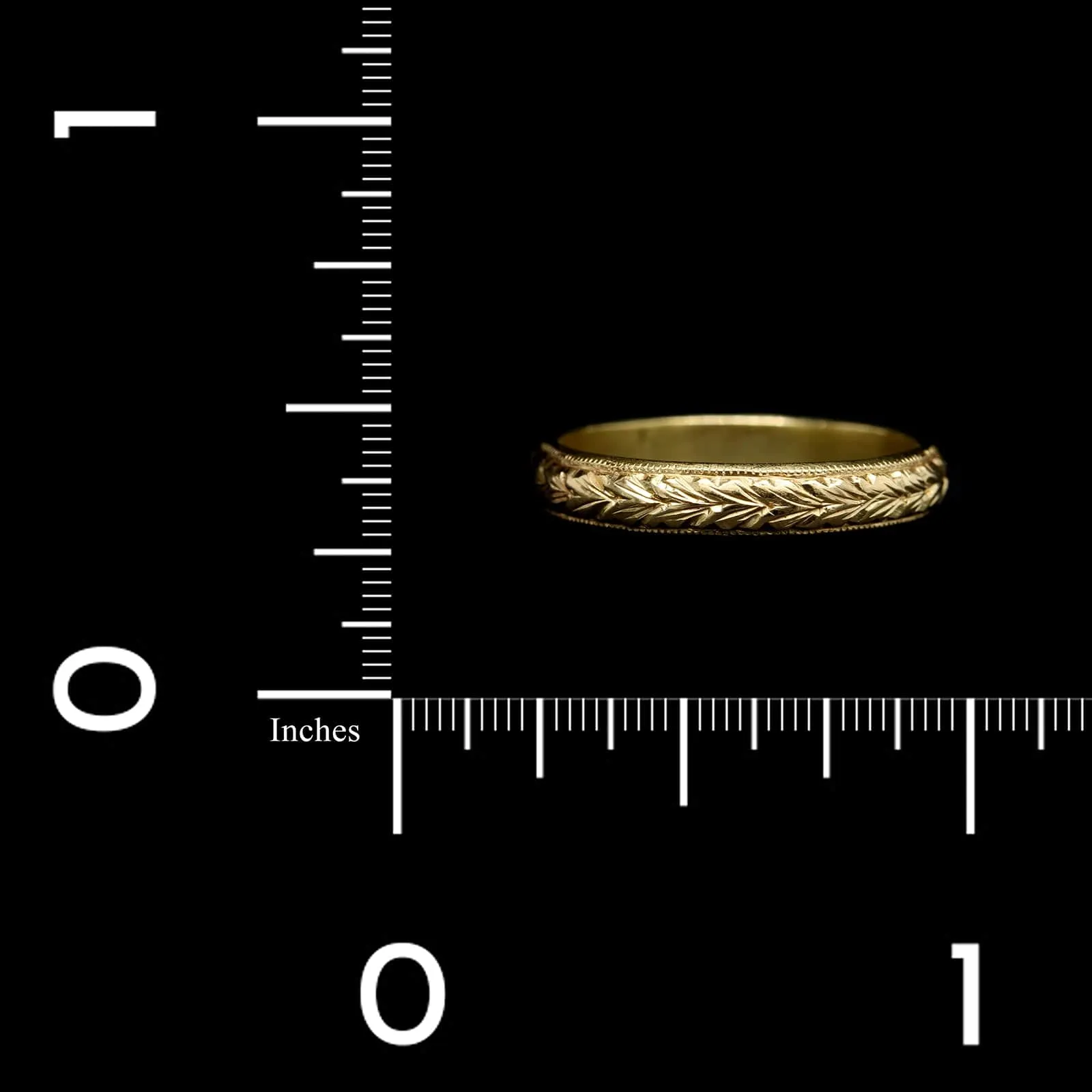 Diana Mitchell 18K Yellow Gold Estate Hand Engraved Band