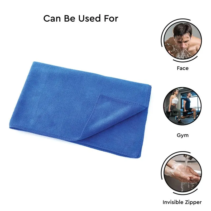 Encasa Microfiber towels (60x40 cm) for car and kitchen cleaning, perfect for travel, beach trips, backpacking, camping and gym use - fast drying - 3-pack - Blue