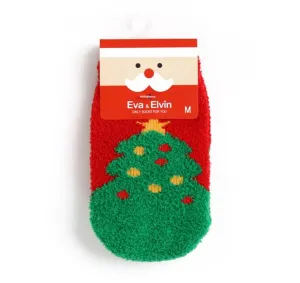 Fuzzy Fur Christmas Tree Socks