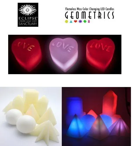 Geometrics Color Changing Flameless Wax Led Ornaments- Hearts