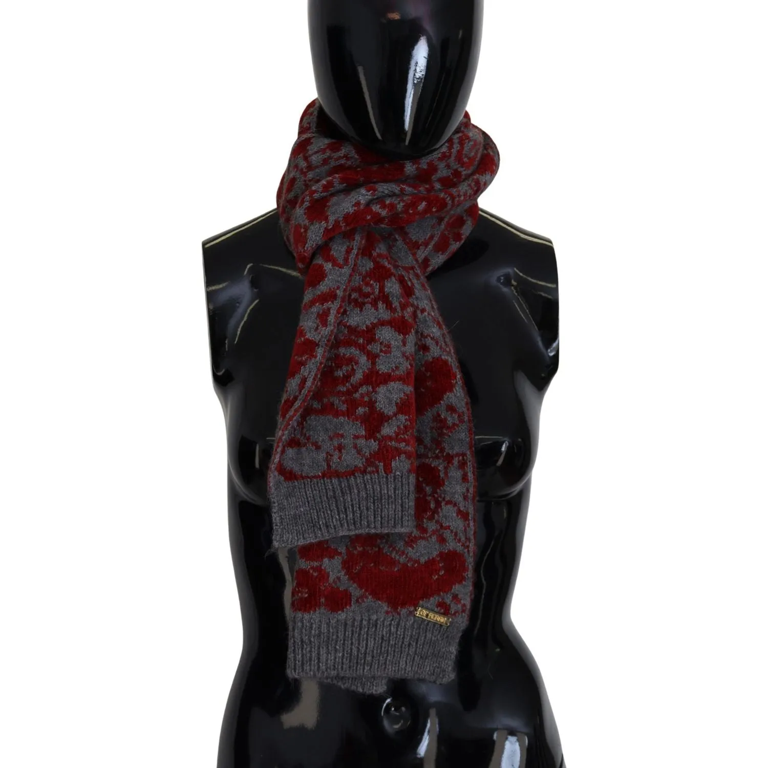 GF Ferre Chic Red and Grey Cotton Wrap Scarf