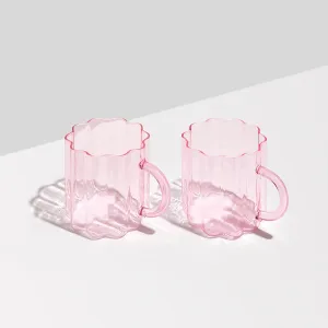 GLASS WAVE MUGS | SET OF TWO