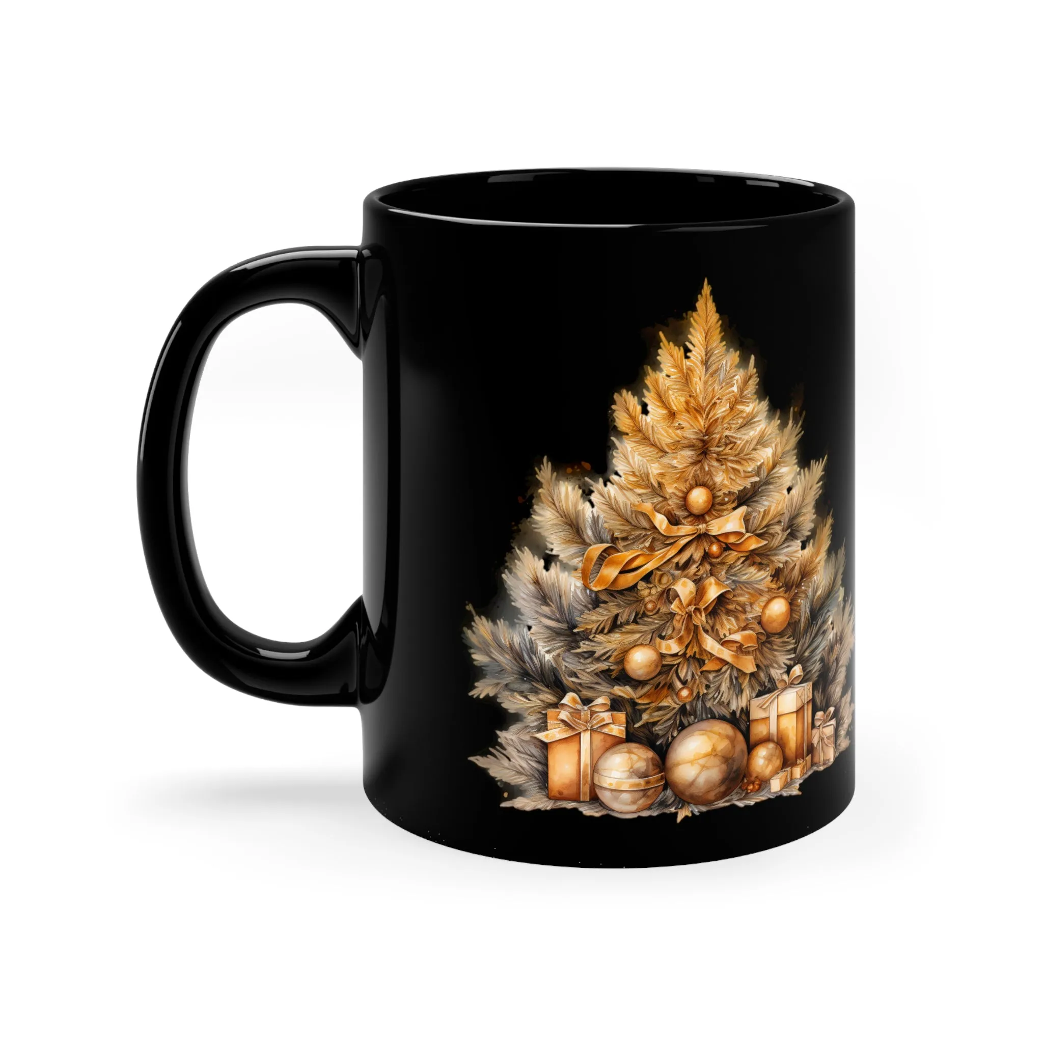 GOLDEN CHRISTMAS TREE AND ORNAMENT MUG - MUGSCITY - Free Shipping