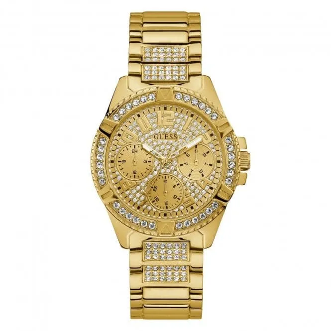 Guess Ladies Gold Crystals Glitz Dial Watch W1156L2