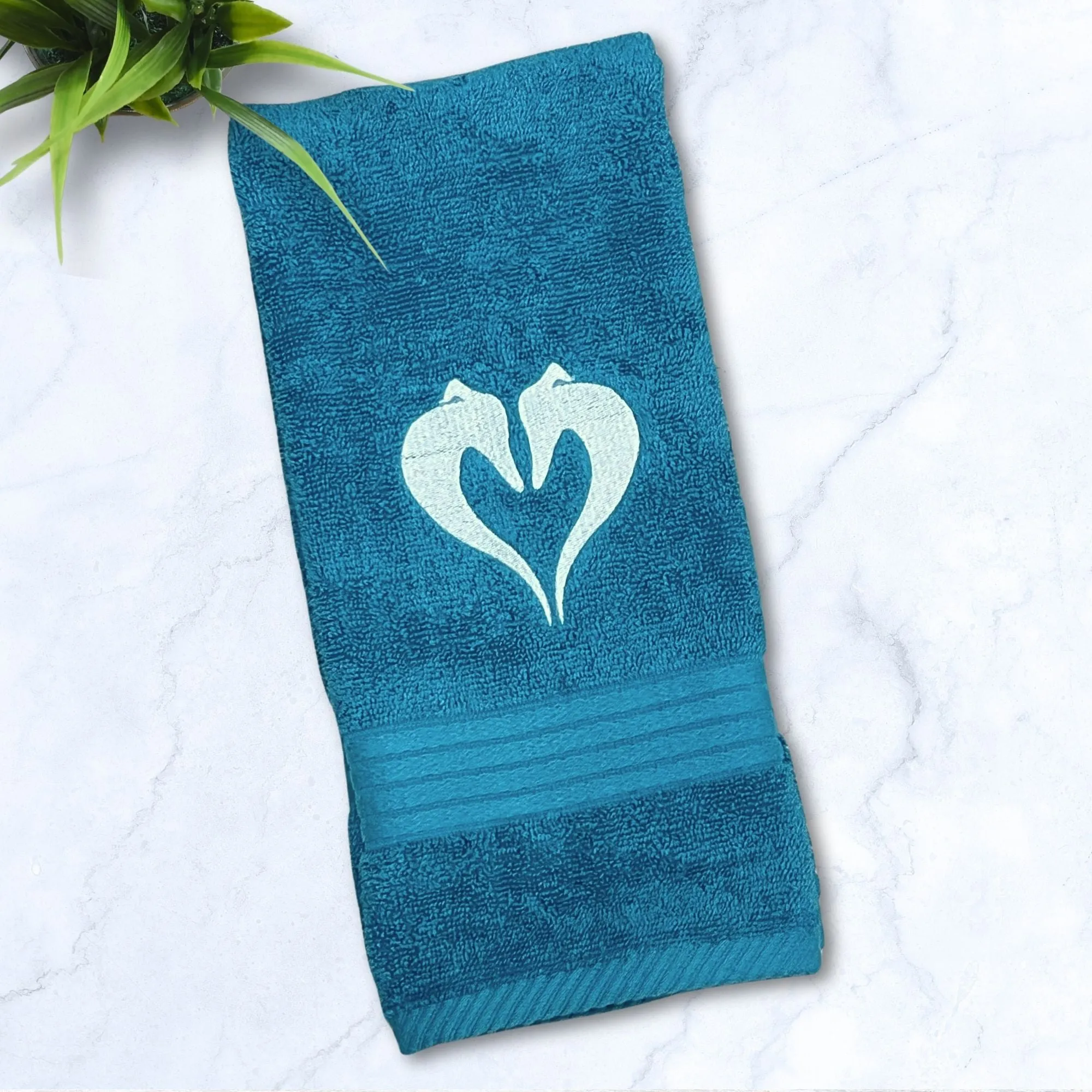 Heart Hounds Iggy Whippet Greyhound Teal Hand Towel