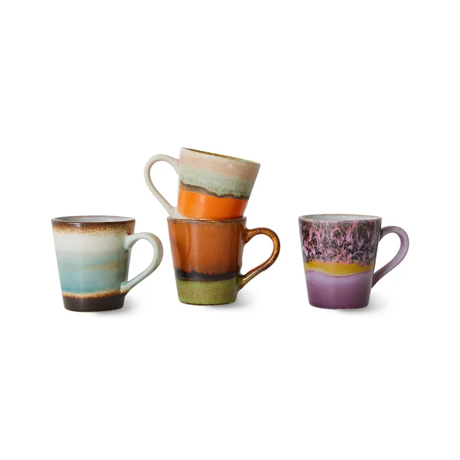 HKliving 70's Ceramic Espresso Mugs Retro - Set of 4