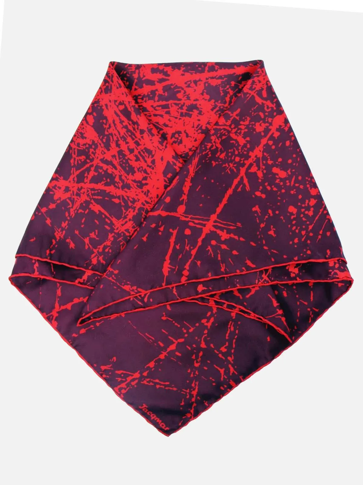 Jacqmar Red Splatter Pattern Vintage Silk Scarf