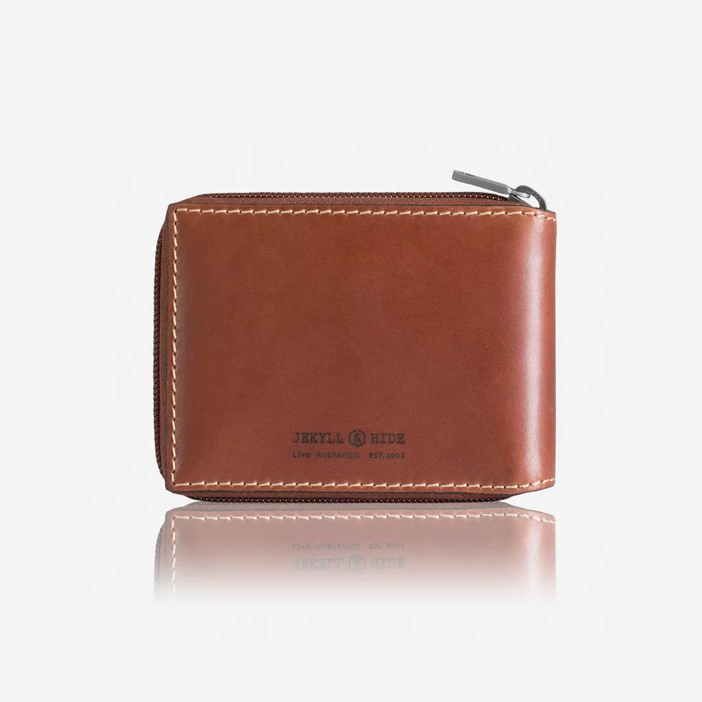 Jekyll & Hide Texas Large Zip Around Wallet With Coin, Clay