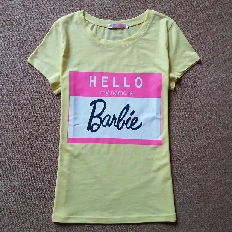 Jojo 2016 Brand New Summer Fashion clothes for women Barbie Letter Print Harajuku kawaii t shirt women's T-Shirts camisetas