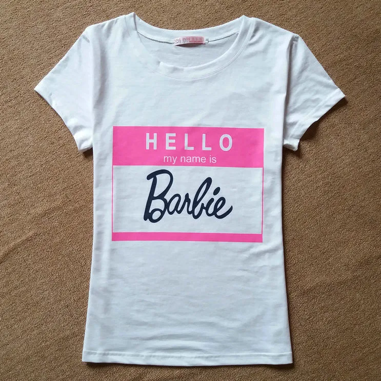 Jojo 2016 Brand New Summer Fashion clothes for women Barbie Letter Print Harajuku kawaii t shirt women's T-Shirts camisetas