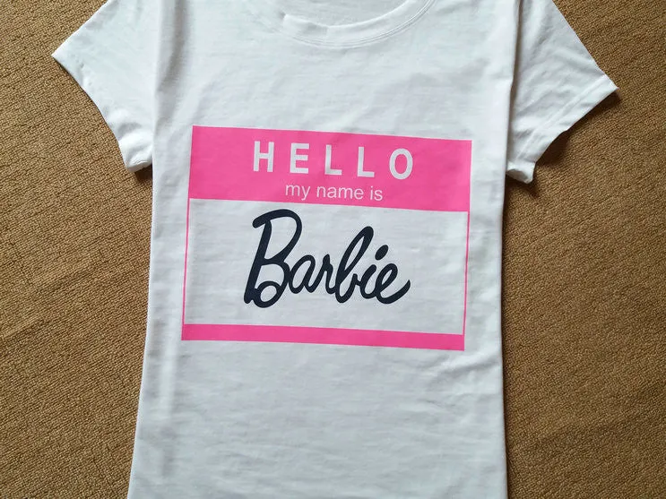 Jojo 2016 Brand New Summer Fashion clothes for women Barbie Letter Print Harajuku kawaii t shirt women's T-Shirts camisetas