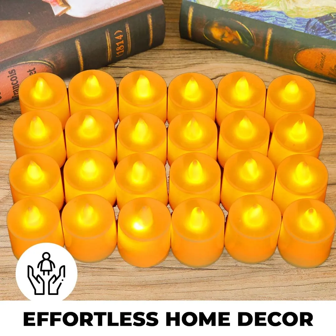 Kuber Industries LED Candles for Home Decoration|Battey Operated|Flameless Yellow Light|Safe & Easy to Maintain|Diwali Lights for Home Decoration, Other Festivities & Parties|B0-002,Pack of 24(White)