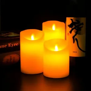 Kuber Industries LED Candles for Home Decoration|Battey Operated|Flameless Yellow Light|Safe & Easy to Maintain|Diwali Lights for Home Decoration, Other Festivities & Parties|Pack of 3|B0-005F|White