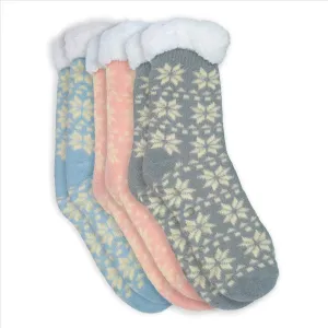 Ladies Snowflake Double Layer Non-Skid Socks