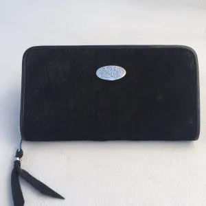 Large Zipper Wallet in Dark Black Hippo Leather