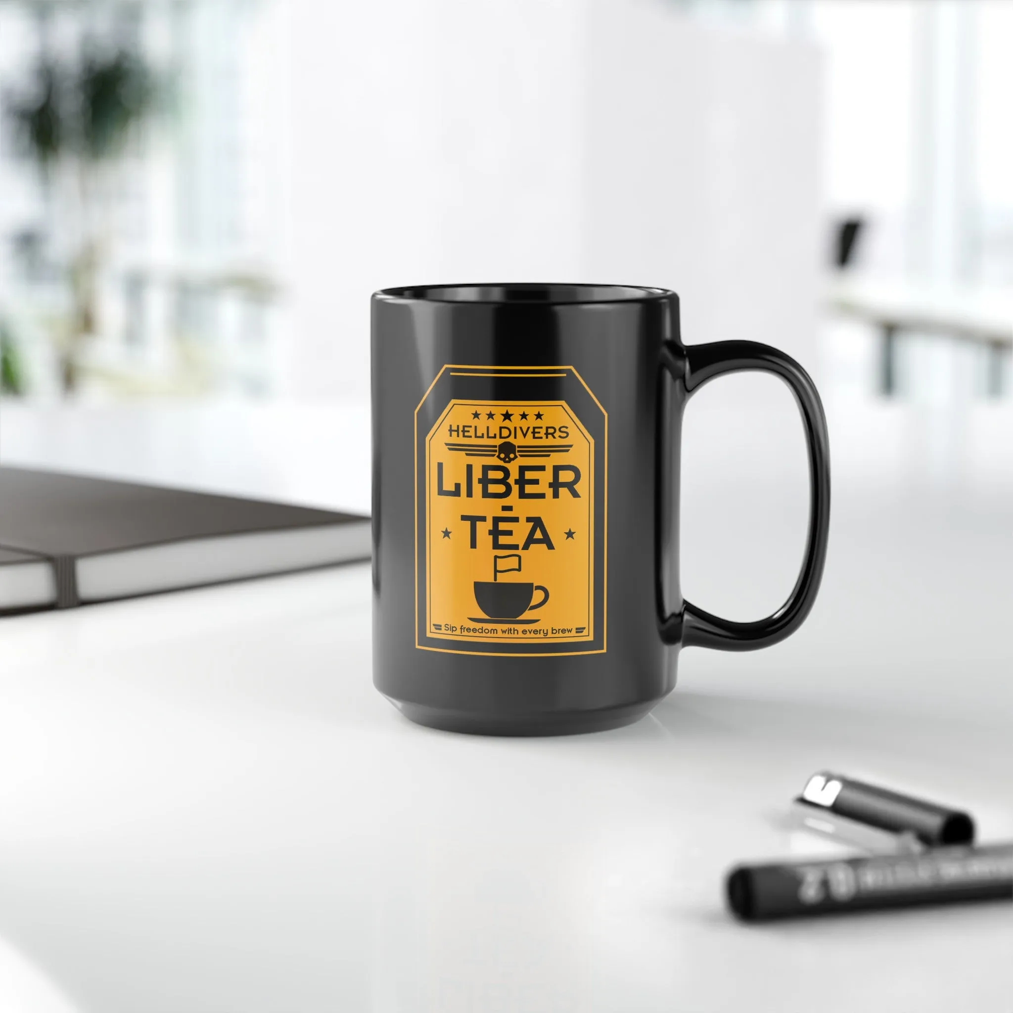 LIBER-TEA Helldivers 2 Black Mug (11oz, 15oz) Liberty Libertea Helldiver Gift For Him Gift For Her Birthday Christmas Valentine Mug