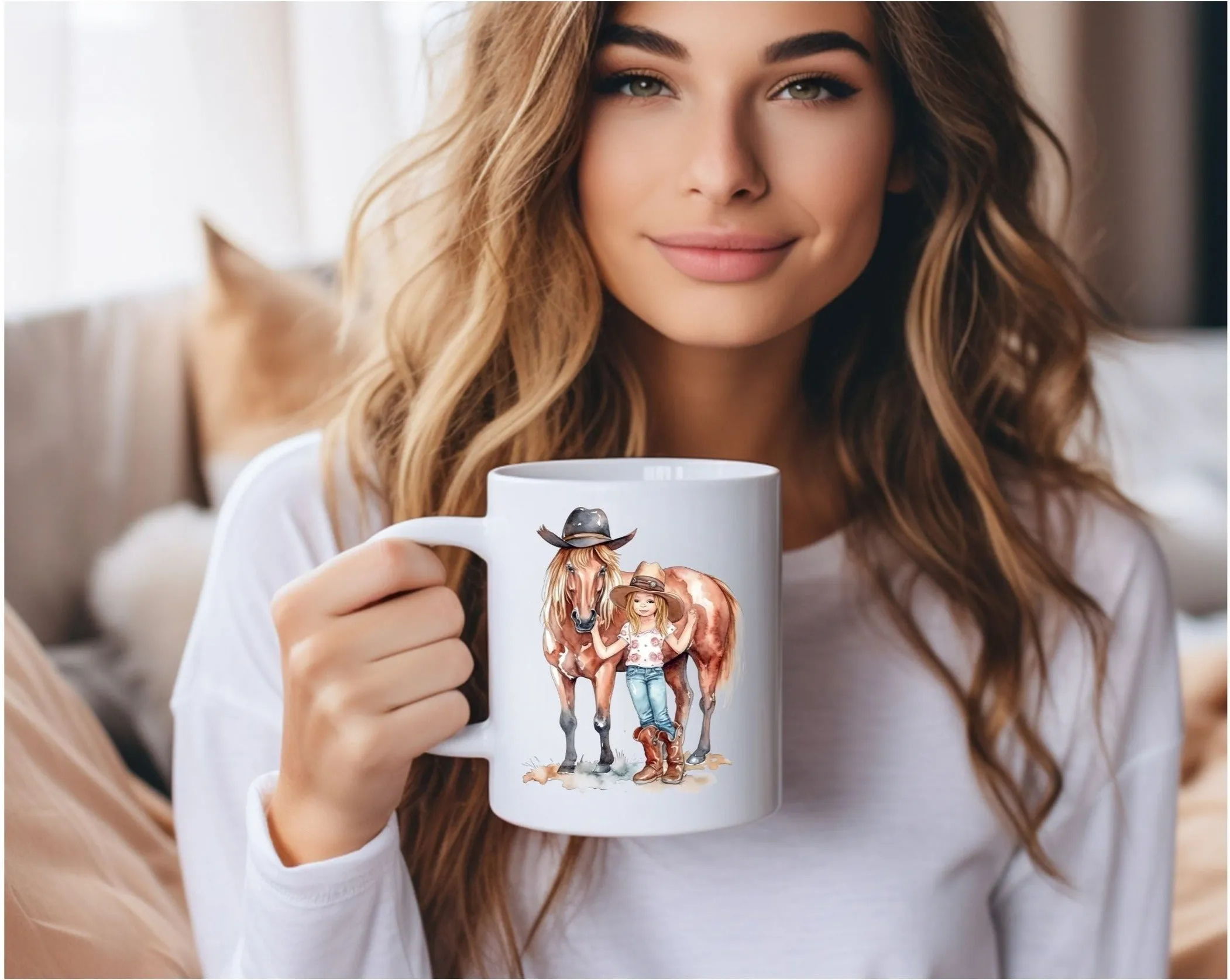 Little girl and her Pony 11oz Mug, Country, Gift, Unique Gift, Pony, Country girl