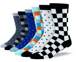 Men's Creative Checkered & Polka Dot Bundle - 6 Pair