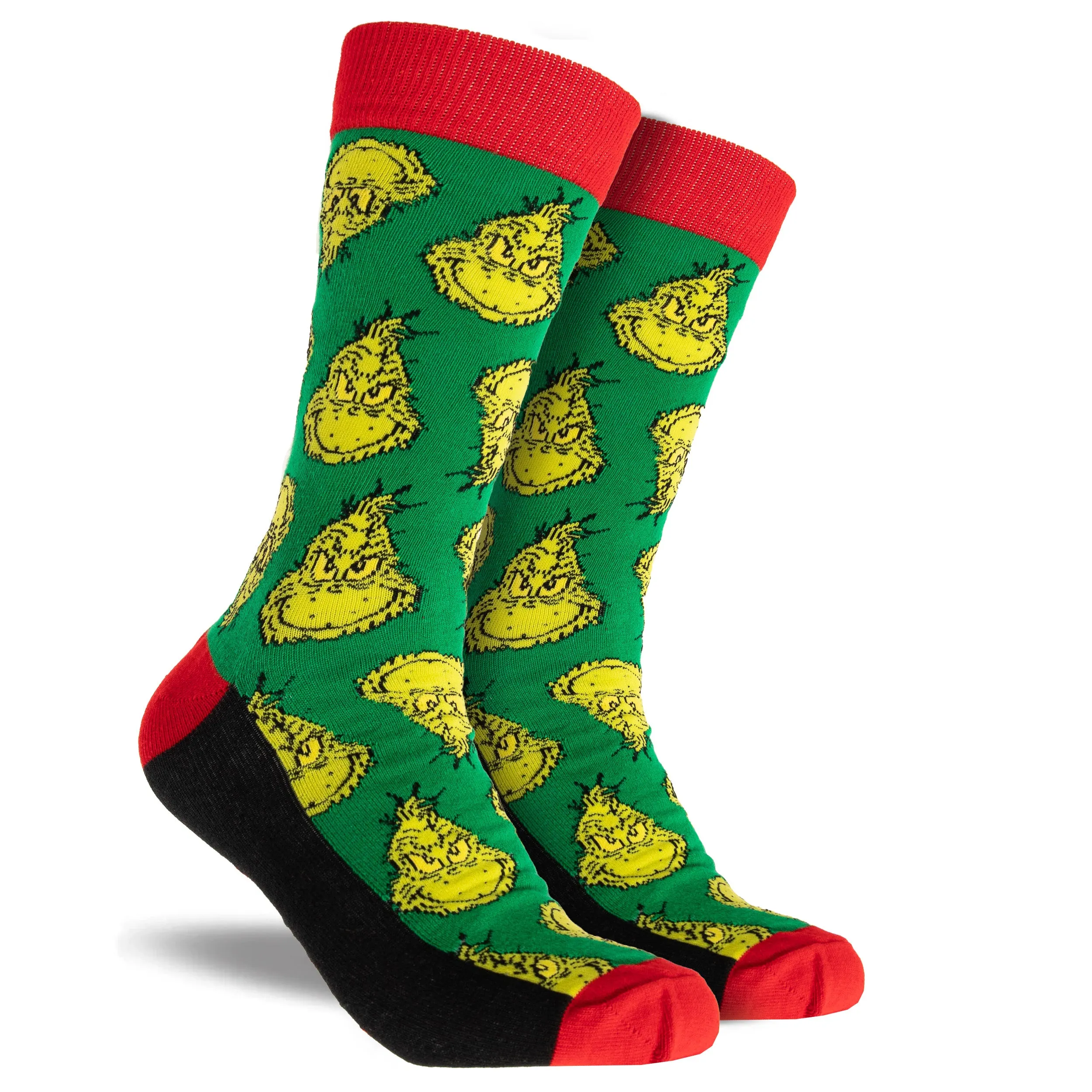 Men's Grinch Whatever Cotton Crew Socks 3 Pack Gift Box - Red & Green