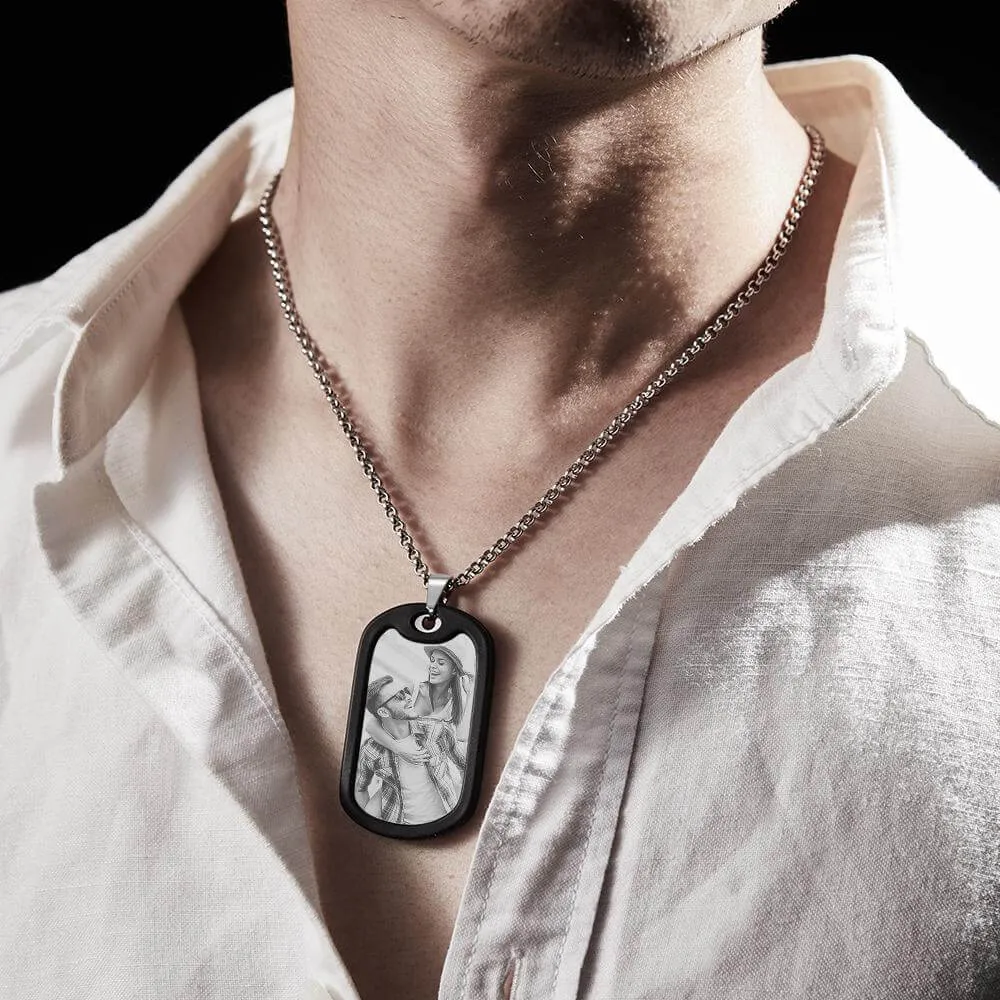 Men's Personalized Custom Photo Calendar Dog Tag Necklace