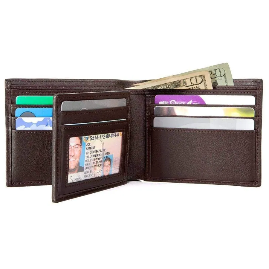 Mens RFID Wallet -  10 Slot Bifold Wallet with ID Window