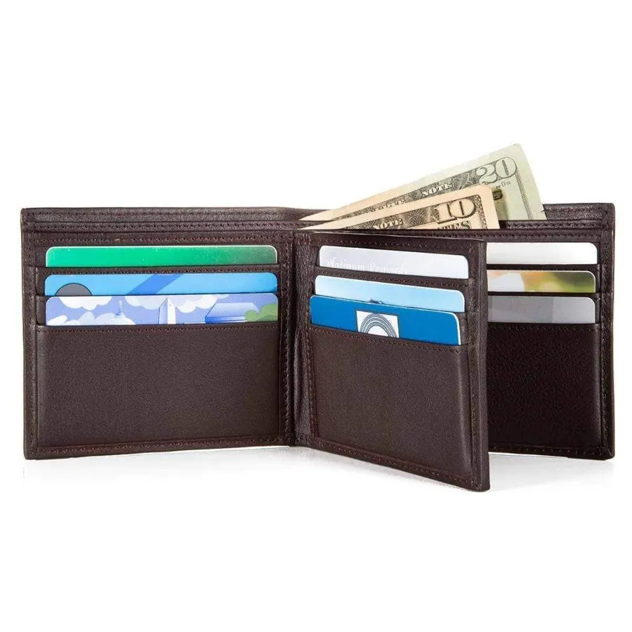 Mens RFID Wallet -  10 Slot Bifold Wallet with ID Window