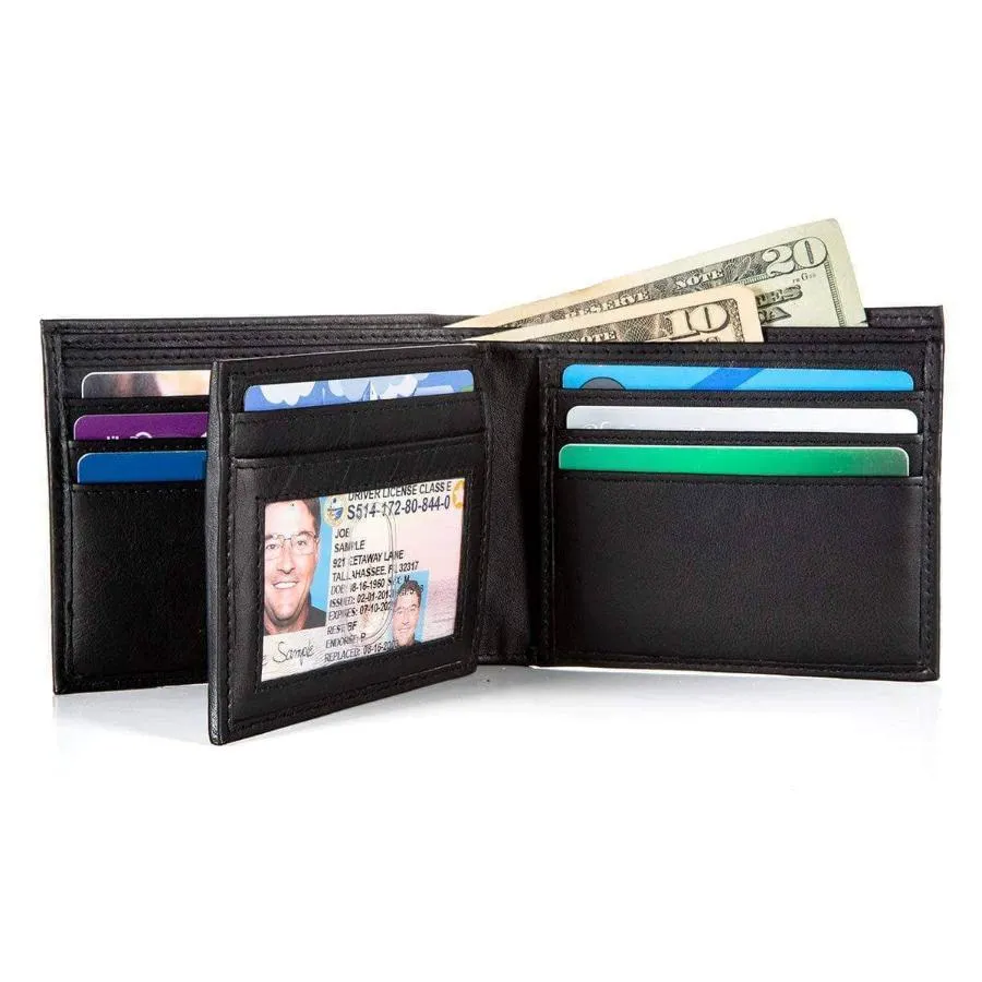 Mens RFID Wallet -  10 Slot Bifold Wallet with ID Window