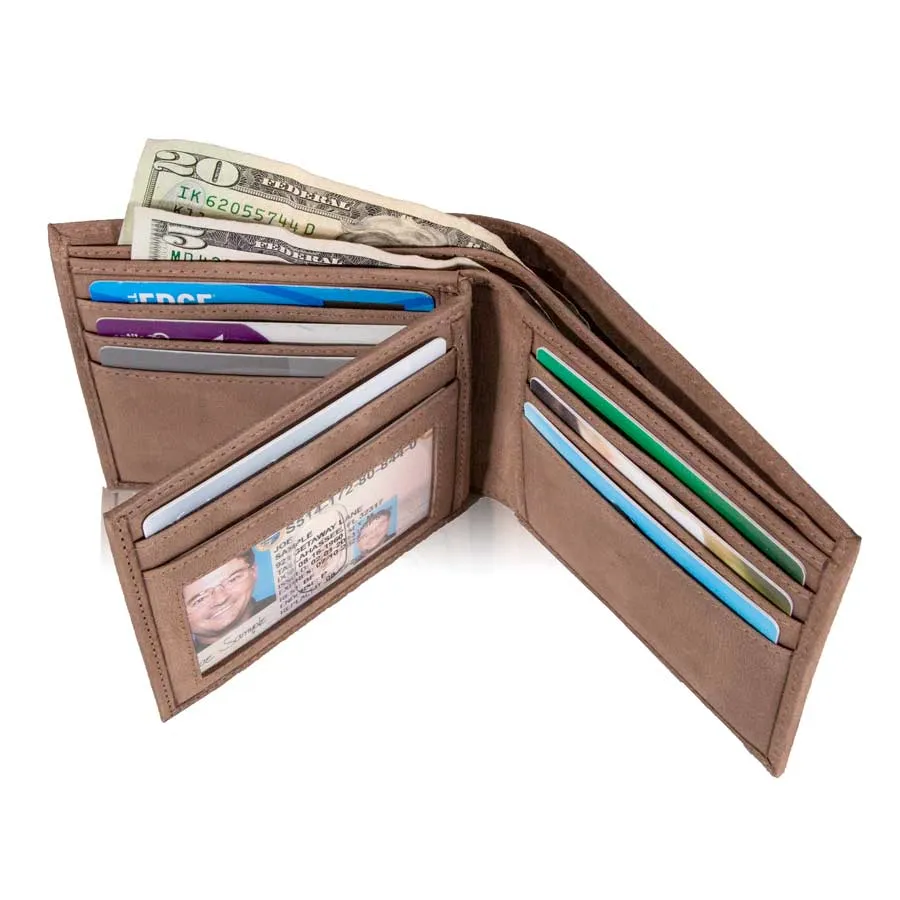 Mens RFID Wallet -  10 Slot Bifold Wallet with ID Window